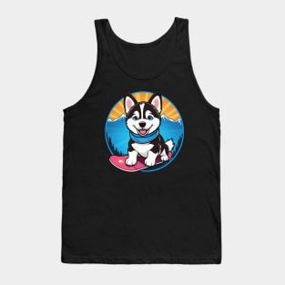 Majestic Husky Snowboarder Tank Top